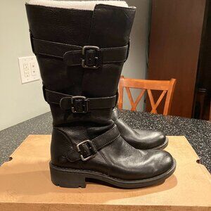 Born Tessa Black Leather Boot with Buckles